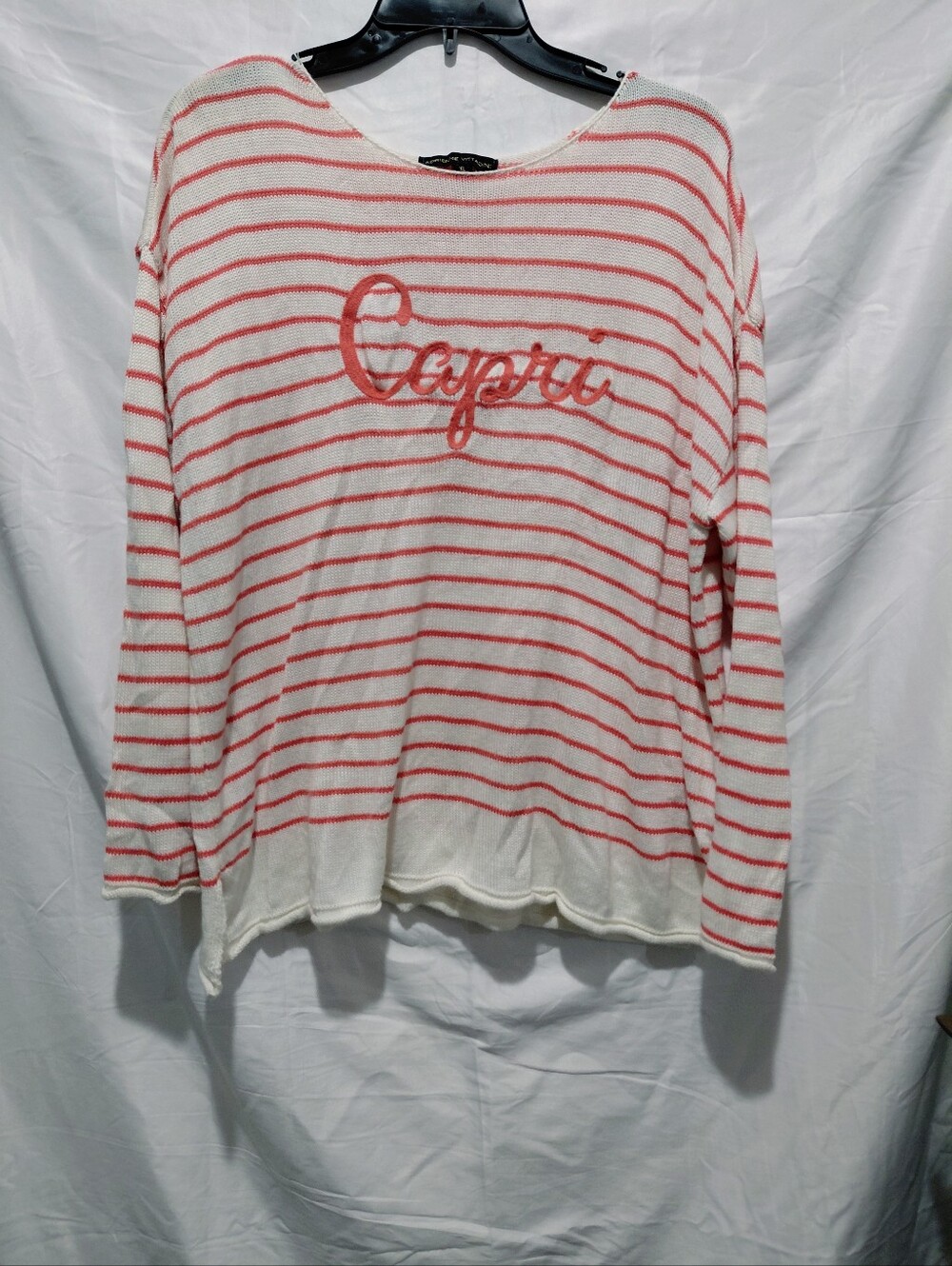 Striped Coral and Cream Pullover Sweater XL